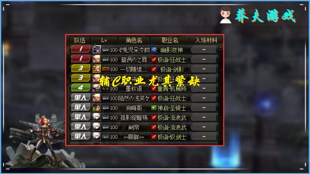 希洛克团本职业排名_红眼职业地位变化_dnf带光剑的职业